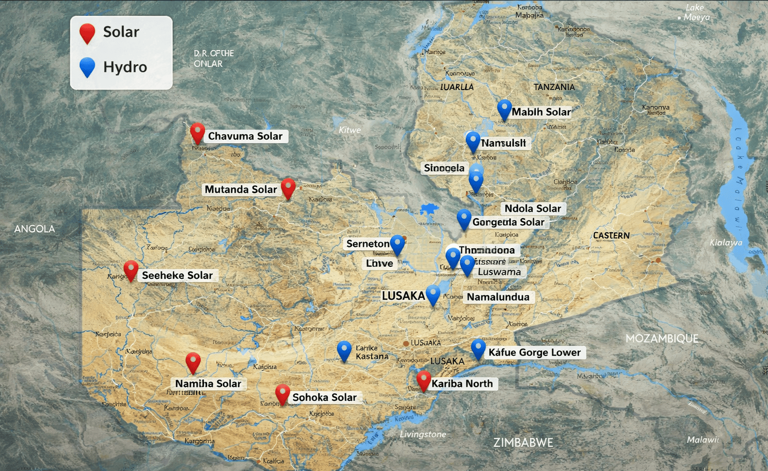 Zambia Power Projects Map
